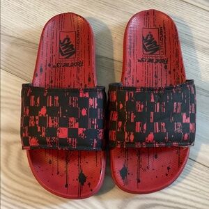 Vans Red and Black Checkerboard Slide Sandals
